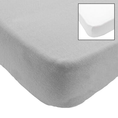 Set of 2 cotton fitted sheets 70x140 cm White + gray - Babycalin