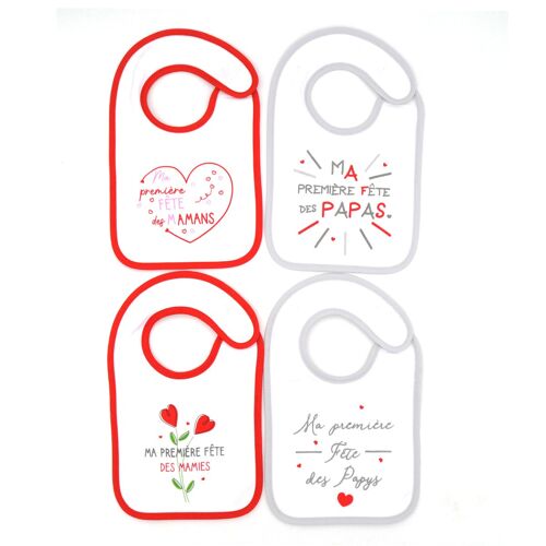 Lot de 4 bavoirs Fêtes de famille Naissance - Babycalin