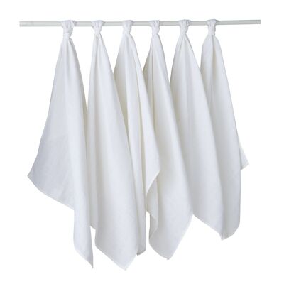 Set of 6 plain cotton swaddles 50x70 cm White - Babycalin