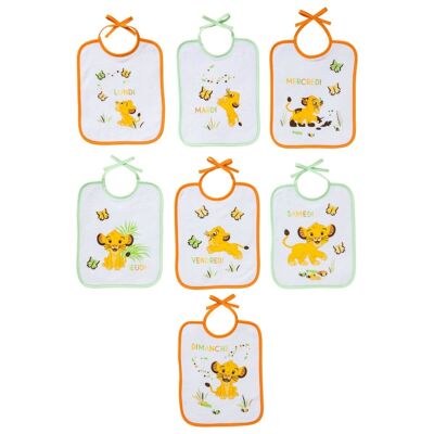 Lot de 7 bavoirs journaliers naissance Roi Lion Jungle - Disney Baby