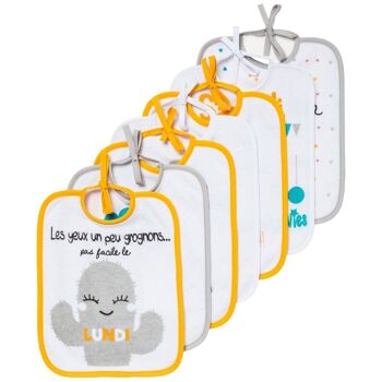 Lot de 7 bavoirs naissance semainiers - Babycalin 2