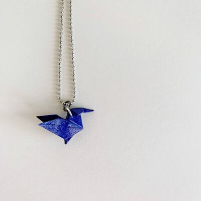 .Classic Hummingbird Necklace. - Dark Blue - Silverish