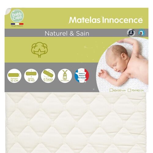 Matelas bébé Innocence Bio 70x140cm 18 kg-m3 - Babycalin Bio