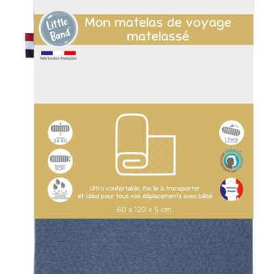 Matelas de voyage roulé 60x120 cm 24kg-m3 Indigo - Little Band