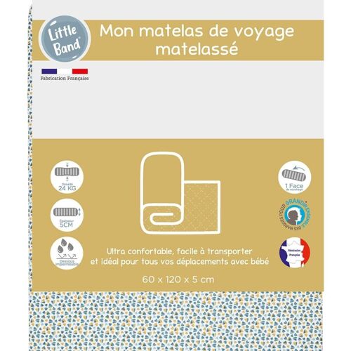 Matelas de voyage roulé 60x120 cm 24kg-m3 Zantem - Little Band