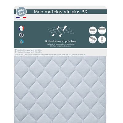 Air'Plus 3D bed mattress 24kg-m3 70x140 cm - Little Band