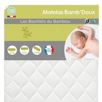 Bamb'Doux bed mattress with removable cover 60x120 cm 18kg-m3 - Babycalin