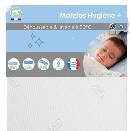 Matelas lit Hygiène Plus déhoussable 70x140 cm - Babycalin