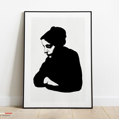 Affiche portrait femme - Poster rétro noir et blanc