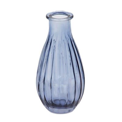 Navy Blue Glass Bud Vase for Flowers