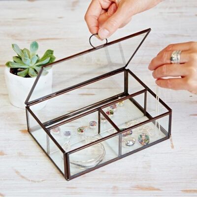 Glass Jewellery Box with Compartments