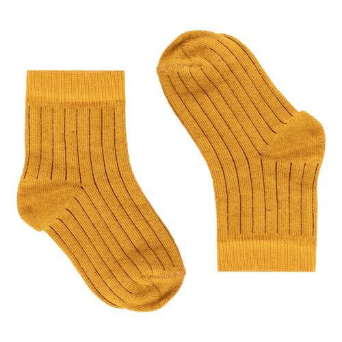 Mustard yellow socks with burgund pinstripe for Kids