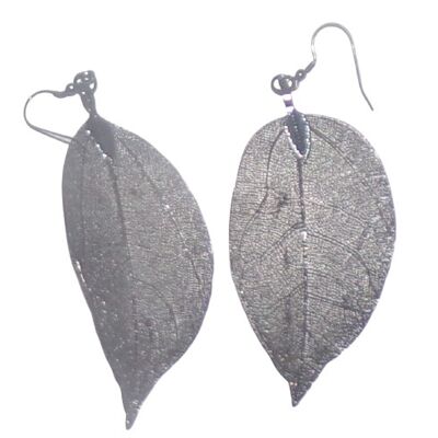 Filigree Leaf Drop Earring in Gunmetal