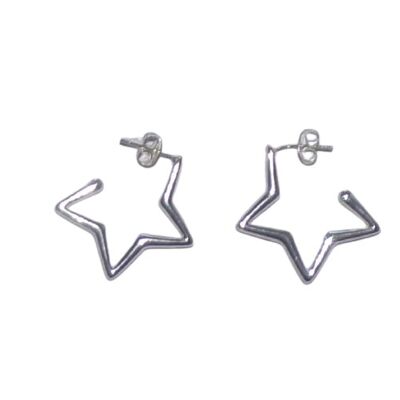 Hollow Star Stud Earring in Silver