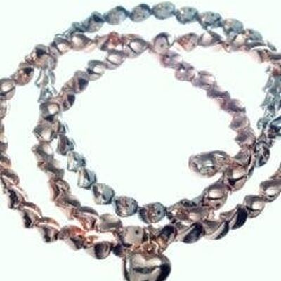 Triple Strand Bracelet with Heart Drops Mixed or Silver