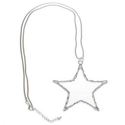 Large Silver Plated Star Pendant Necklace NK118