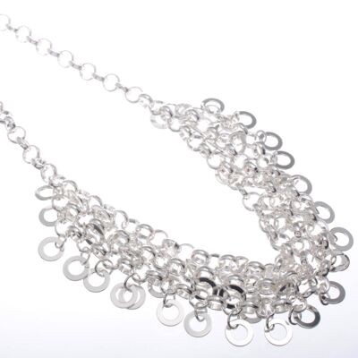 Statement Party Necklace with multi silver circles NK263