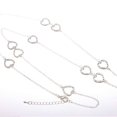 Cascading silver heart necklace NK275