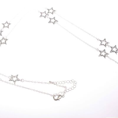 Long necklace with delicate cascading hollow battered stars