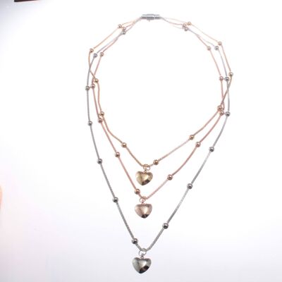 Unique Drop Heart Triple Necklace