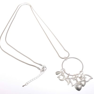 Long Pendant Necklace with Cascading Hearts NK306
