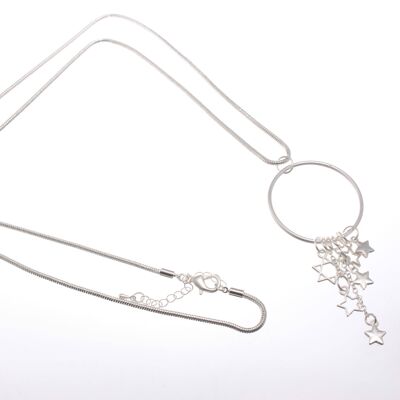 Long Pendant Necklace with Cascading Stars NK305