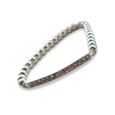 Beaded Stretch bracelet with Swarovski style diamante bar