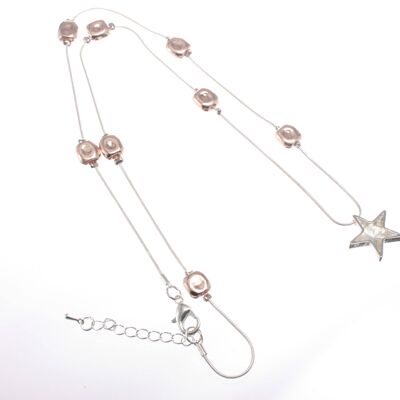 Star Pendant Necklace Cascading Rose Gold cubes on a long