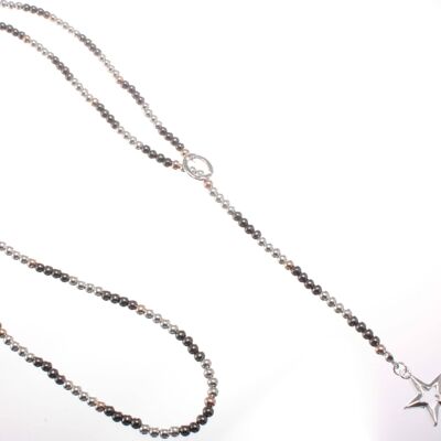 Beaded Lariat necklace with Hollow Star Pendant NK310
