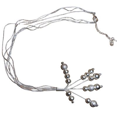 Cascading Silver Beads on multi chain necklace NK319