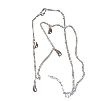 Cascading Silver Pearls on loop chain necklace NK318