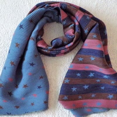 Super Waffle Scarf Star and Stripe Blue & Multi S124B