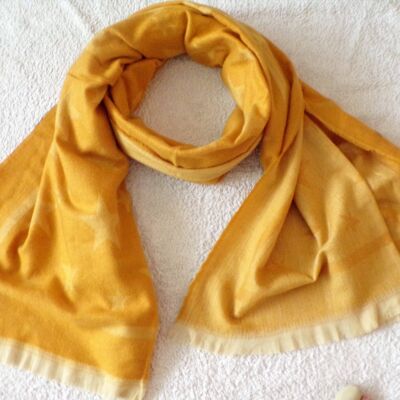 Super Soft Smooth Scarf Mustard with White Stars  S129Y