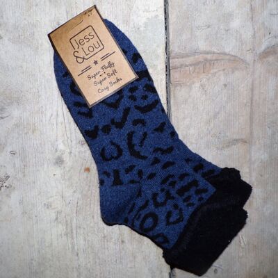 Cosy Cuff Socks with Animal Design S109Blu