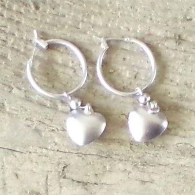 Matt Silver Solid Heart Drop Earring ER106