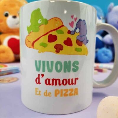 Mug Bisounours - Vivons d'amour et de pizza