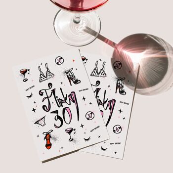 "Flirty 30" - Luxe and lovely birthday card. Joyeux Anniversaire, Carte D'anniversaire 4