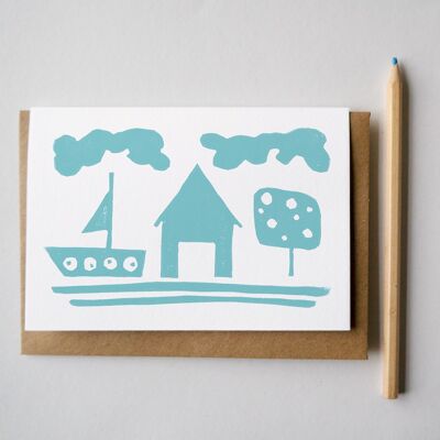 Boat House Tree Greeting Card