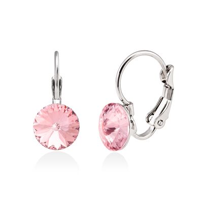 Boucles d'oreilles pendantes en cristal, couleur rose clair