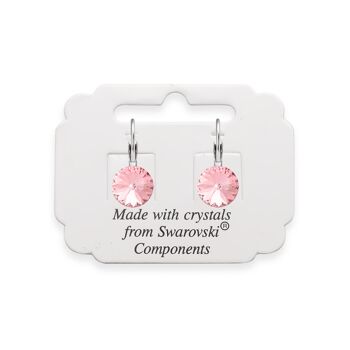 Boucles d'oreilles pendantes en cristal, couleur rose clair 2