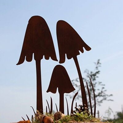 Rust deco mushrooms to stick | Autumn decoration ideas made of metal