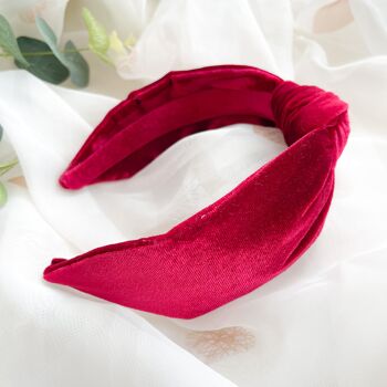 Accessoire pour cheveux bandeau noeud en velours rouge 3