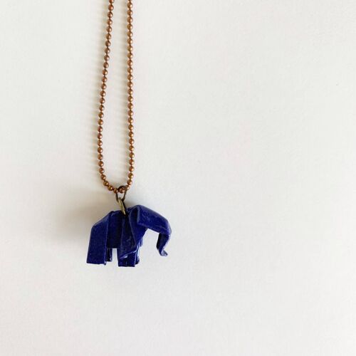 .Classic Elephant Necklace. - Dark Blue - Copper - M: 45cm