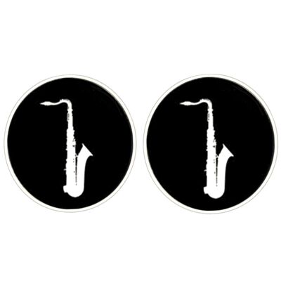 Saxophone Cufflinks - Black And White