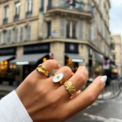 Gold Plated Stackable Rings, Evil Eye Ring, Stacking Ring, Women Ring, Gift for Her, Made in Greece.