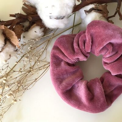 Organic cotton scrunchie VELVET pink