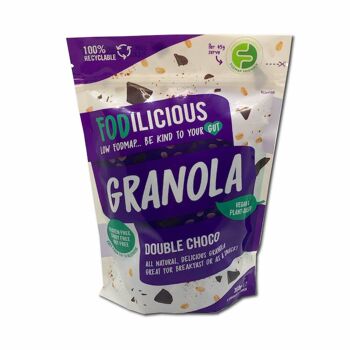 Granola Faible en FODMAP, Végétalien, Sans Gluten - Fodilicious - Double Choco - 360g