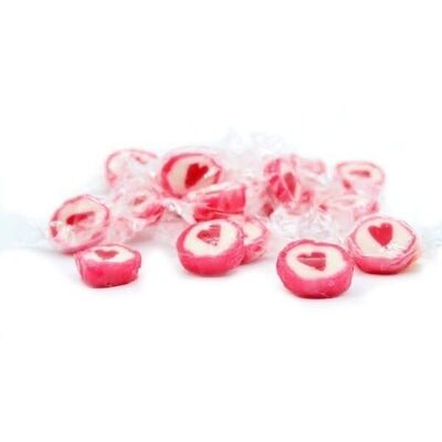 ROCK CANDY "HEART" WITH RASPBERRY BULK - 1.5Kg