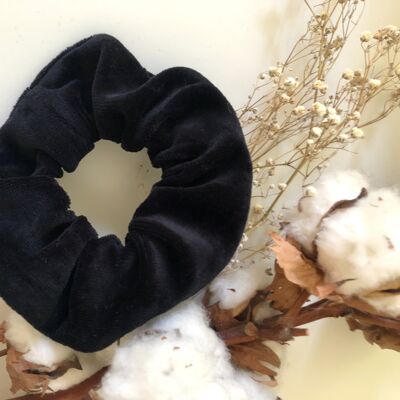 Organic cotton scrunchie VELVET black