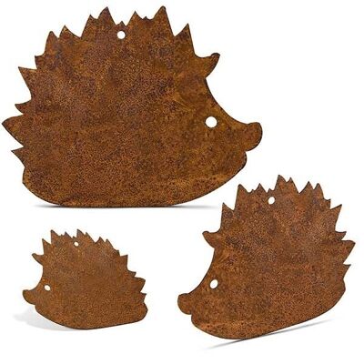 Rust deco hedgehog set of 3 | Window decoration autumn | Metal hanging decoration